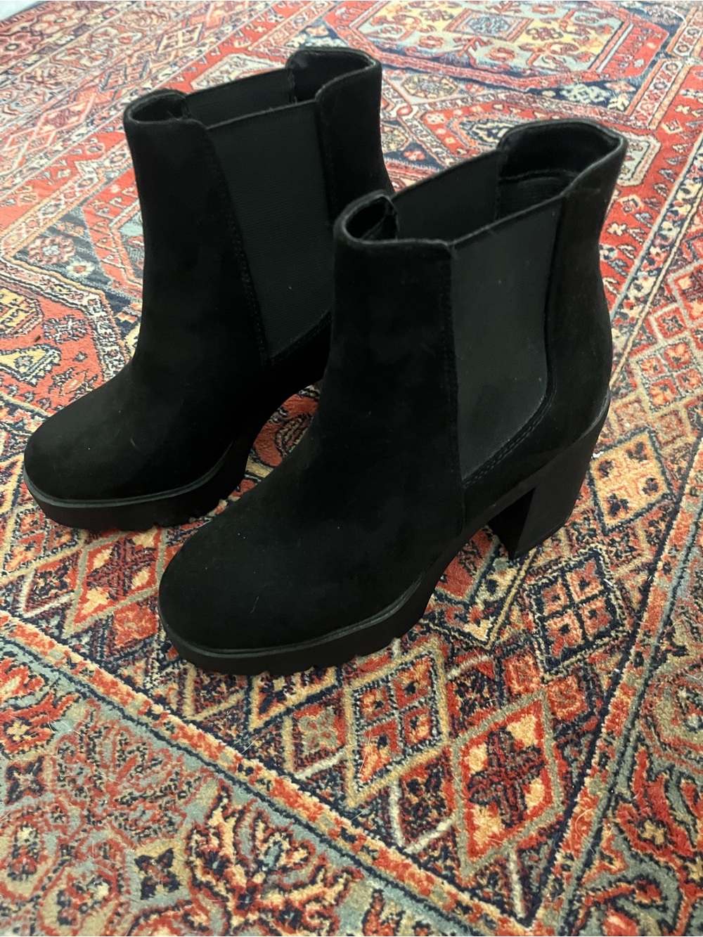 Soda Black Suede Platform Chelsea Ankle Boots